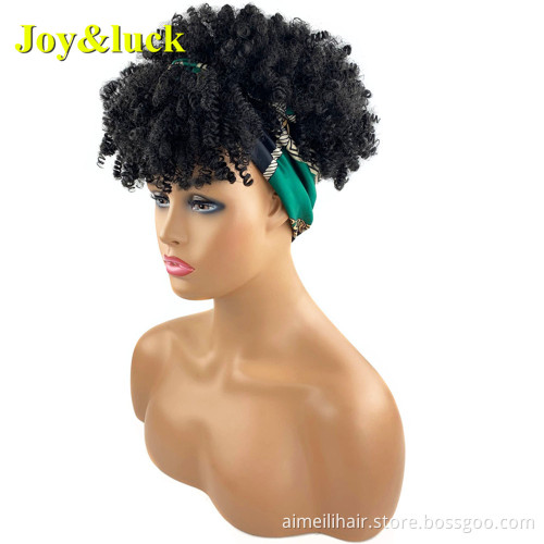 Wholesale Ladies African Wave Hairband Orange Yellow Hairband Natural Wavy Headband Wigs for Black Women Synthetic Hair Wigs